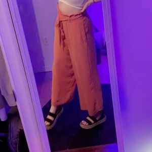 forever 21 coral wide leg pants